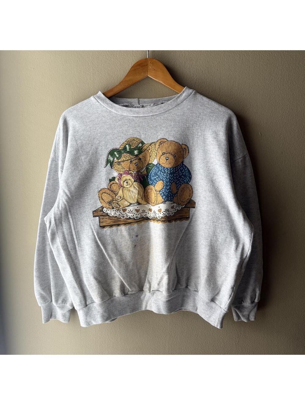 Vintage 90s Basic Editions Teddy Bear Graphic Crewneck Sweatshirt Size Large